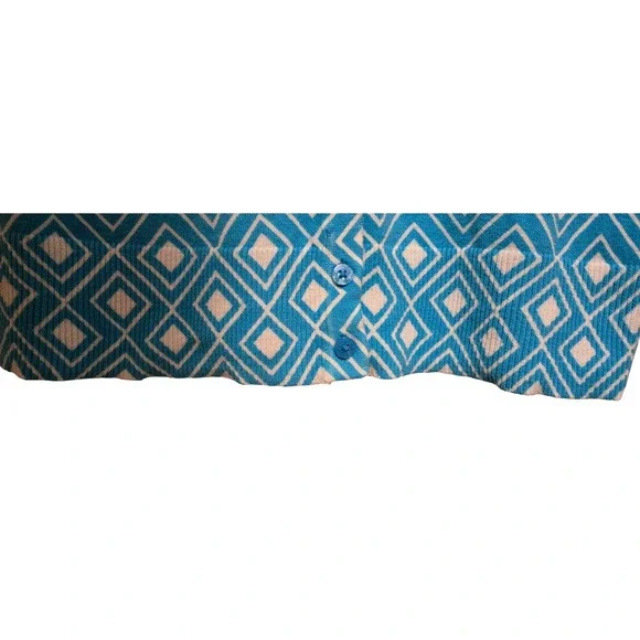 Merona, Women's XXL Cardigan Blue White Geometric Diamond Button Front V-Neck - Picture 2 of 7